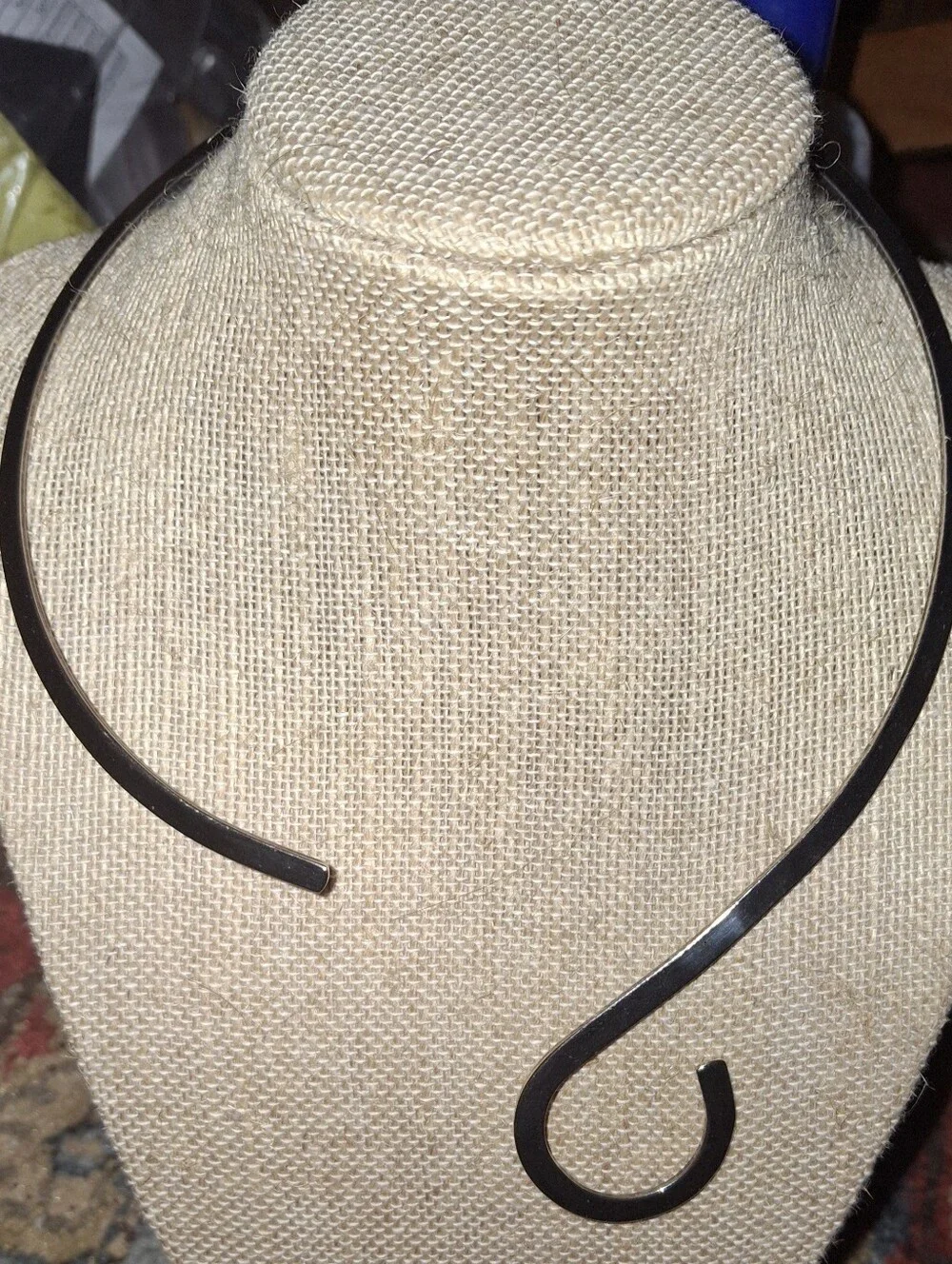 Silver Plated Modernist Rigid Choker Necklace Unmarked